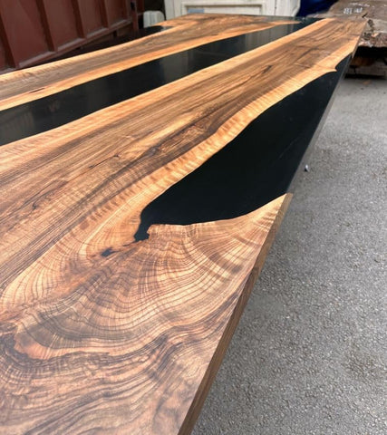 Fusion Coal Black Epoxy River Resin Dining Table Patio Table Coffee Table Kitchen Table Living Room Table Conference Table Console Table Bar Counter Table Side Table - resinhomefurniture