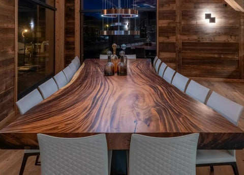 Helix Live Edge Wooden Dining Table Kitchen Table Console Table Living Room Table Coffee Table Bar Counter Table End/Side Table Home Décor Centre Table Patio Table - resinhomefurniture