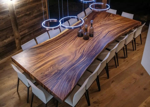 Helix Live Edge Wooden Dining Table Kitchen Table Console Table Living Room Table Coffee Table Bar Counter Table End/Side Table Home Décor Centre Table Patio Table - resinhomefurniture