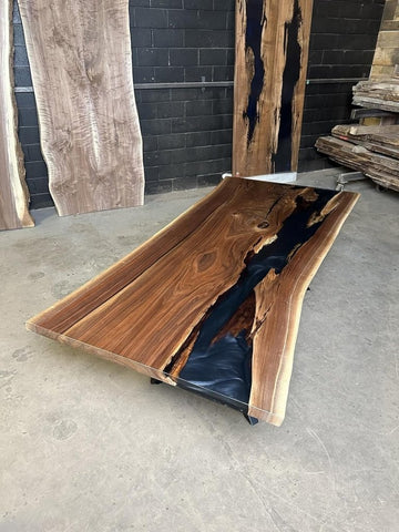Illuminating Dark Black Epoxy Resin Dining Table Living Room Table Patio Table Coffee Table End/Side Table Bar Counter Table Console Table Kitchen Table Home Décor - resinhomefurniture