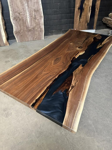 Illuminating Dark Black Epoxy Resin Dining Table Living Room Table Patio Table Coffee Table End/Side Table Bar Counter Table Console Table Kitchen Table Home Décor - resinhomefurniture