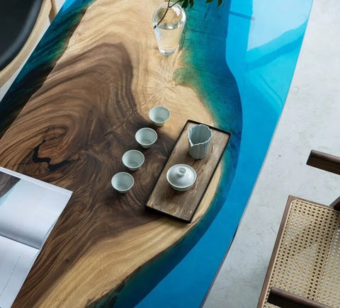 Island Ocean Look Epoxy Resin Dining Table Coffee Table End Table Wooden Table Living Room Table Bar Counter Home D?cor side table top - resinhomefurniture