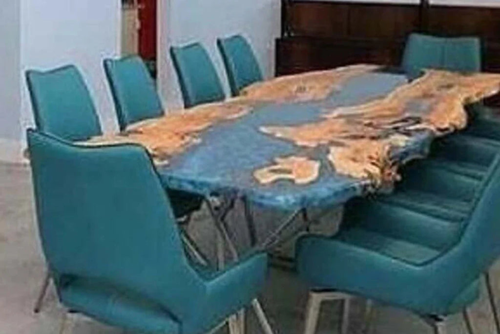 Large Indoor Blue Epoxy Dining Table Resin River Coffee Table Living Room for 2, 4, 6, 8 Table Epoxy Table Top Patio Table Home Décor Bar Counter - resinhomefurniture