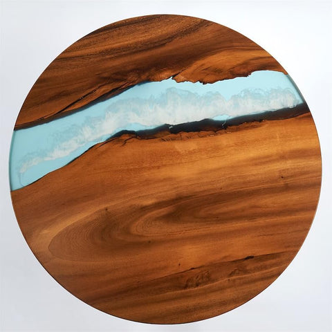 Large Indoor Blue Round Table Resin Coffee Table River Table Living Room for 2, 4, 6, 8 Table Top Counter Top Luxury Table Side/End Table Home Décor Wall Art - resinhomefurniture
