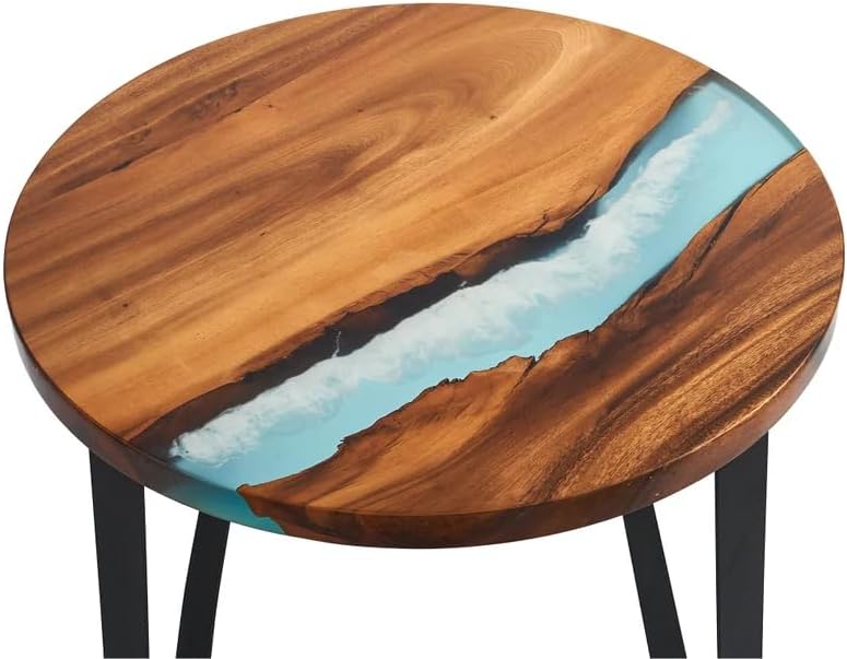 Large Indoor Blue Round Table Resin Coffee Table River Table Living Room for 2, 4, 6, 8 Table Top Counter Top Luxury Table Side/End Table Home Décor Wall Art - resinhomefurniture