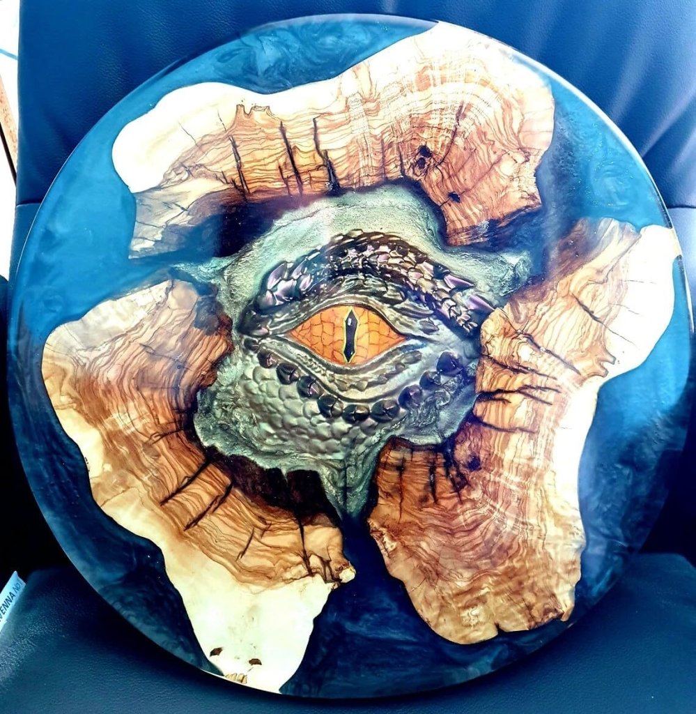 Large Indoor Custom Made Dragon Eye Epoxy Resin Coffee Table 3D Art Round Side Table Epoxy Table Resin Table Living Room Table Side/End Table Bar Counter Table - resinhomefurniture