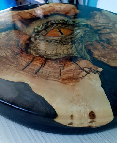 Large Indoor Custom Made Dragon Eye Epoxy Resin Coffee Table 3D Art Round Side Table Epoxy Table Resin Table Living Room Table Side/End Table Bar Counter Table - resinhomefurniture