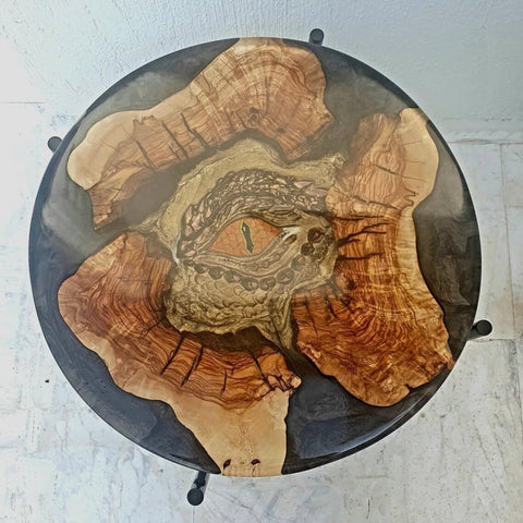 Large Indoor Custom Made Dragon Eye Epoxy Resin Coffee Table 3D Art Round Side Table Epoxy Table Resin Table Living Room Table Side/End Table Bar Counter Table - resinhomefurniture