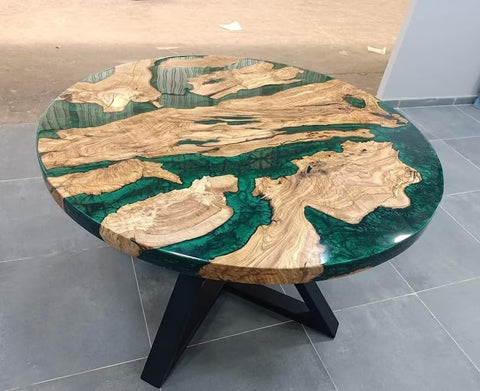 Large Indoor Epoxy Coffee Table Wooden Olive Dark Green River Table Side/End Table Living Room Table for 2, 4, 6, 8 Epoxy Dining Table Patio Table Home Décor - resinhomefurniture