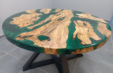 Large Indoor Epoxy Coffee Table Wooden Olive Dark Green River Table Side/End Table Living Room Table for 2, 4, 6, 8 Epoxy Dining Table Patio Table Home Décor - resinhomefurniture