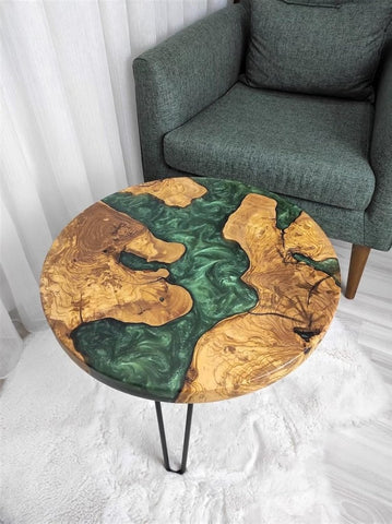 Large Indoor Epoxy Round Table Green River Table Resin Coffee Table Acacia Wood Table Living Room for 2, 4, 6, 8 Side/End Table Patio Table Bar Counter Home Decor - resinhomefurniture