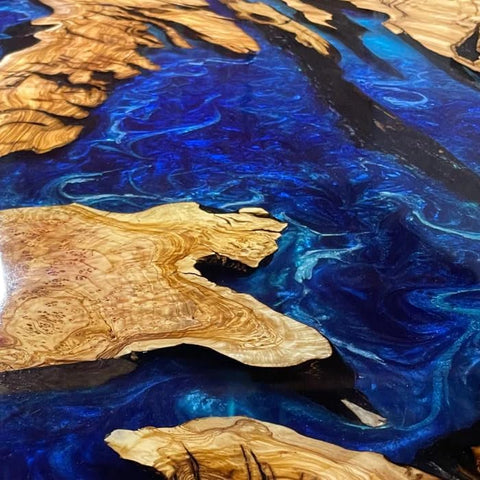 Large Indoor Resin Dining Table Blue River Feel Epoxy Coffee Table Living Room Table Live Edge Table Top Home Décor Bar Counter Patio Table Bar Counter - resinhomefurniture