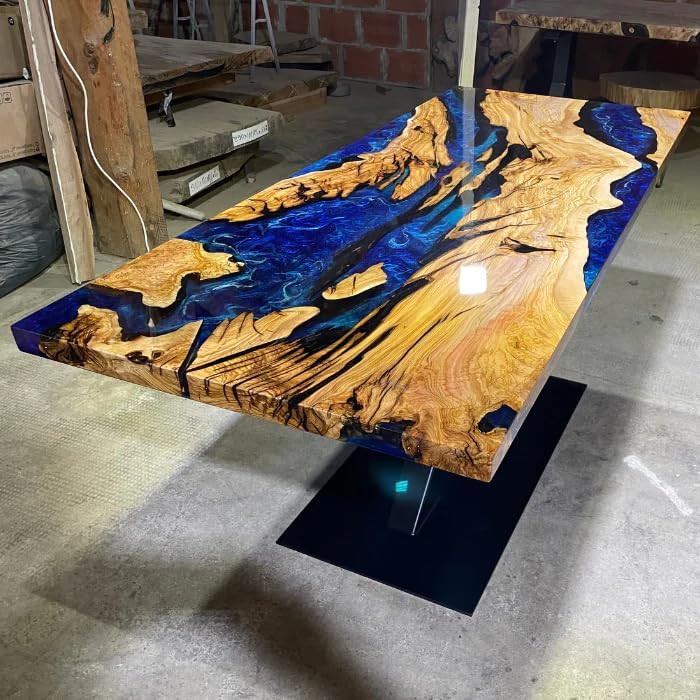 Large Indoor Resin Dining Table Blue River Feel Epoxy Coffee Table Living Room Table Live Edge Table Top Home Décor Bar Counter Patio Table Bar Counter - resinhomefurniture