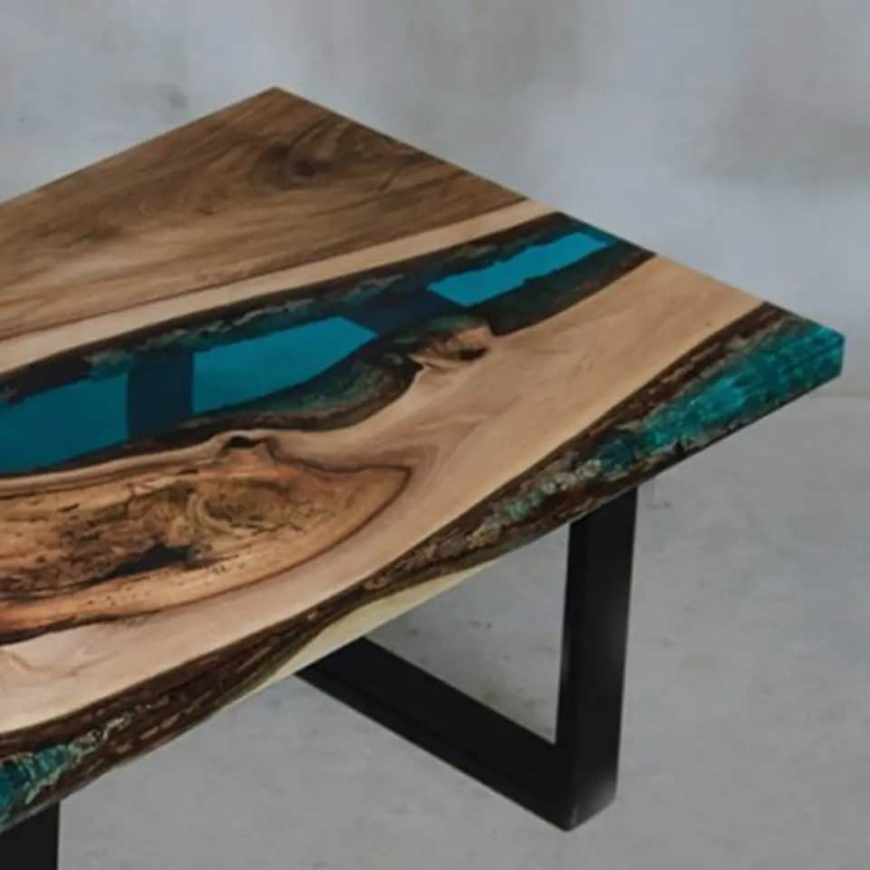 Light Wood Resin Epoxy Table Clear Blue Epoxy Table Coastal table Top Dining Table Coffee Table Side/End Table Bar Counter Top Home D?cor - resinhomefurniture