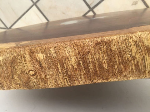 Live Edge Round Coffee Table of Acacia Wood for Your Home, Living Room, Kitchen, Office, Extra Thick(80MM) with Nightglow Resin(32x32inches) - resinhomefurniture