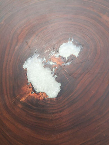 Live Edge Round Coffee Table of Acacia Wood for Your Home, Living Room, Kitchen, Office, Extra Thick(80MM) with Nightglow Resin(32x32inches) - resinhomefurniture