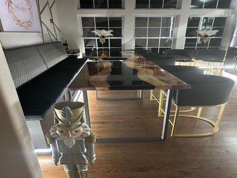 Modern Black Epoxy River Resin Dining Table Living Room Table Side Table End Table Coffee Table Console Table Bar Counter Table Patio Table Office Table Home Décor - resinhomefurniture