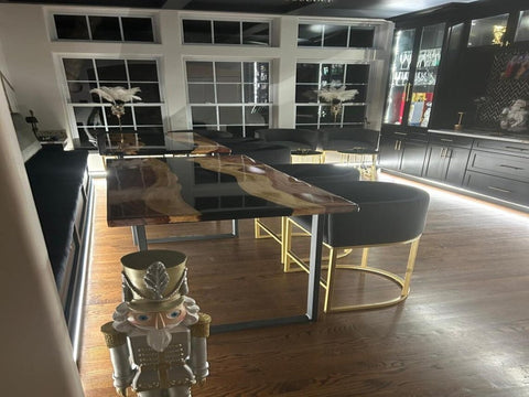 Modern Black Epoxy River Resin Dining Table Living Room Table Side Table End Table Coffee Table Console Table Bar Counter Table Patio Table Office Table Home Décor - resinhomefurniture