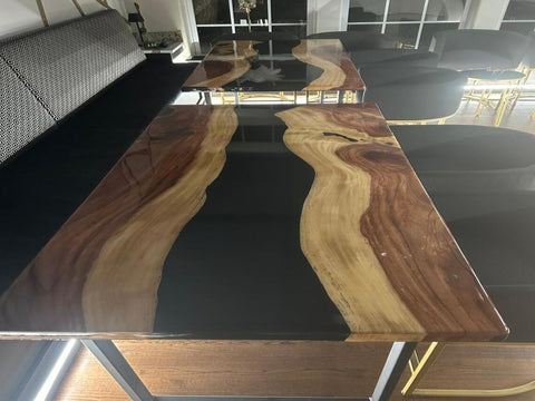Modern Black Epoxy River Resin Dining Table Living Room Table Side Table End Table Coffee Table Console Table Bar Counter Table Patio Table Office Table Home Décor - resinhomefurniture