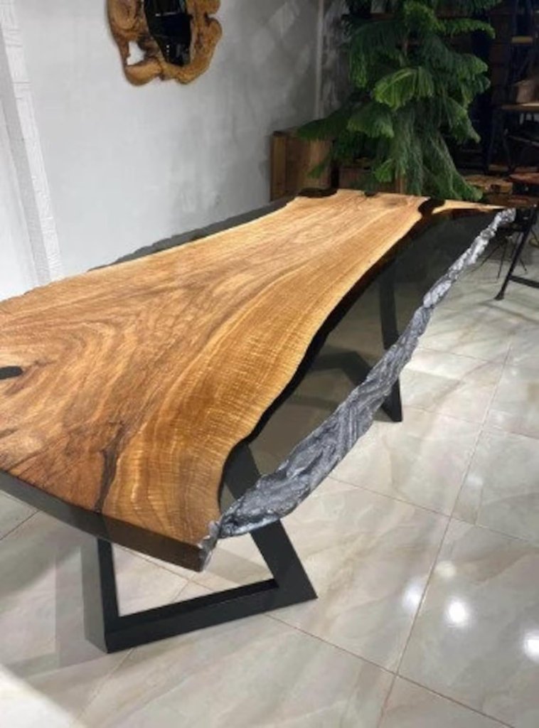 Modern Black Translucent Epoxy Resin Dining Table Coffee Table Kitchen Table Living Room Table Console Table Kitchen Table Patio Table Conference Table End/Side Table - resinhomefurniture