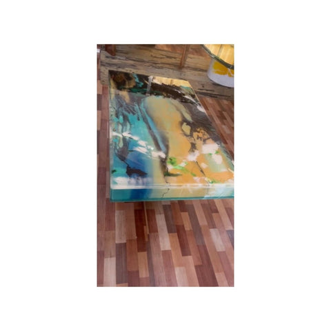 Multi Colour Tree Life Epoxy Resin Dining Table Coffee Table End Table Wooden Table Living Room Table Home D?cor side table. Without Legs - resinhomefurniture