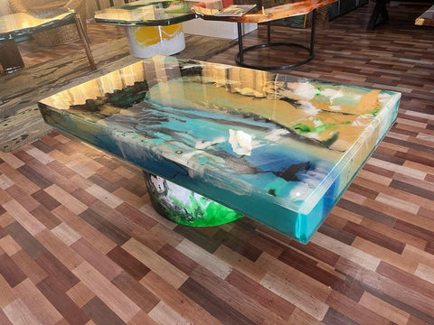 Multi Colour Tree Life Epoxy Resin Dining Table Coffee Table End Table Wooden Table Living Room Table Home D?cor side table. Without Legs - resinhomefurniture