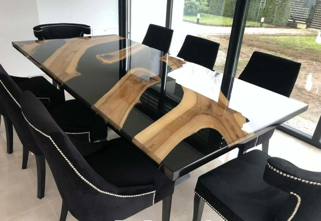 Multi River Black Epoxy Dining Table Living Room Table Resin Coffee Table Side/End Table Patio Table Top - resinhomefurniture