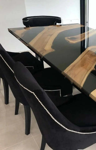 Multi River Black Epoxy Dining Table Living Room Table Resin Coffee Table Side/End Table Patio Table Top - resinhomefurniture