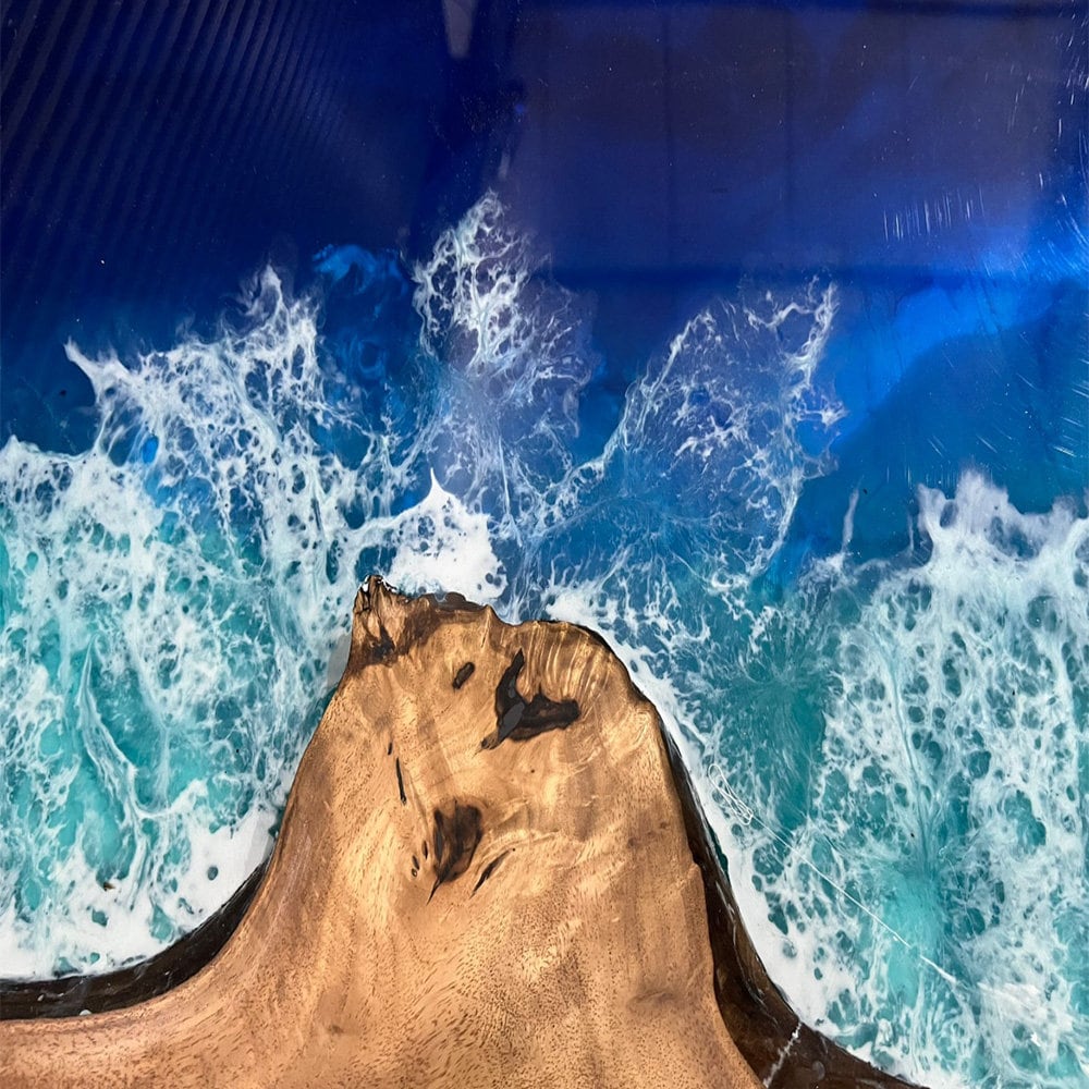 Natural Dark Wood Resin Epoxy Table Realistic River With Waves Dinning Coastal table Top Dining Table Coffee Table Side/End Table Home D?cor - resinhomefurniture