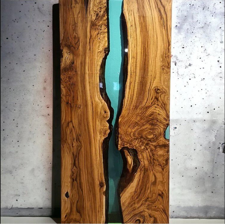 Natural Dark Wood With Single River Epoxy Dining Table Coffee Table End Table Wood Table Living Room Table Bar Counter Home D?cor side Table - resinhomefurniture