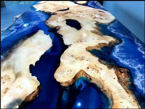 Natural Wood Classic Ocean Mountain Look Resin Epoxy Table Coastal Table Top Dining Table Coffee Table Side/End Table Home Décor - resinhomefurniture