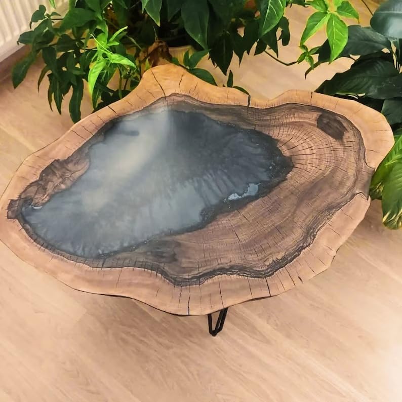 Natural Wood Resin Epoxy Beautiful Mini Lake Look Table Coastal Table Dining Table Coffee Table Luxury Table Unique Epoxy Table Home Décor Side/End Table - resinhomefurniture