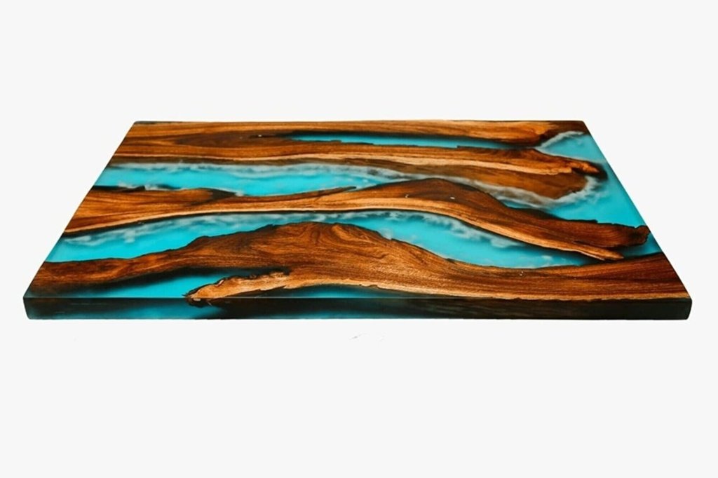 Natural Wood Resin Epoxy Multi River Clear Blue Epoxy Table Coastal table Top Dining Table Coffee Table Side/End Table Home D?cor - resinhomefurniture