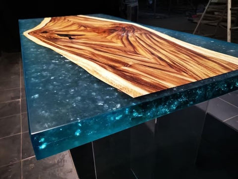Natural Wood with Epoxy Dining Table Resin Coffee Table Living Room Table for 2, 4, 6, 8 Epoxy River Table Top Resin Table Home Decor Side/End Table Patio Table - resinhomefurniture