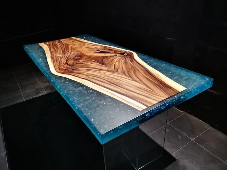 Natural Wood with Epoxy Dining Table Resin Coffee Table Living Room Table for 2, 4, 6, 8 Epoxy River Table Top Resin Table Home Decor Side/End Table Patio Table - resinhomefurniture