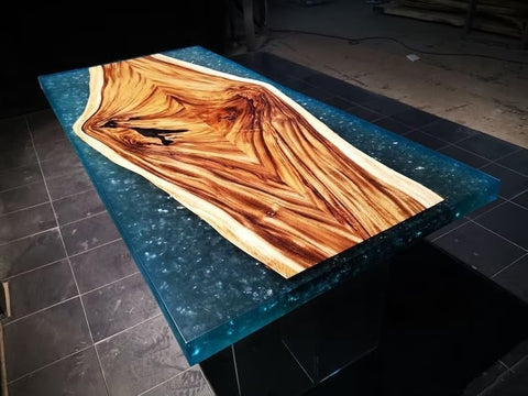 Natural Wood with Epoxy Dining Table Resin Coffee Table Living Room Table for 2, 4, 6, 8 Epoxy River Table Top Resin Table Home Decor Side/End Table Patio Table - resinhomefurniture