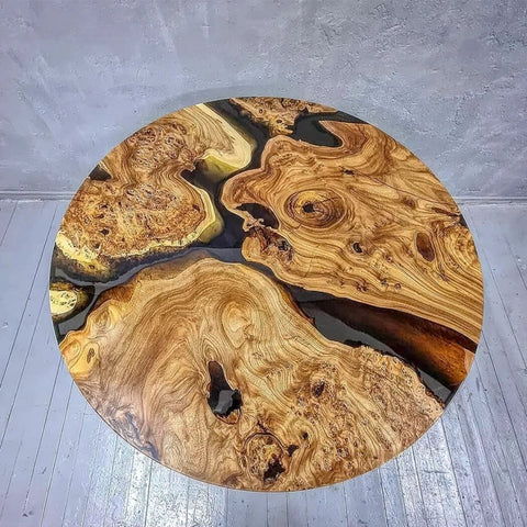 Personalised Resin Epoxy Round Bar Tops, Solid Wood Table, Resin countertop, Epoxy River Top, Kitchen Top, Home décor Table. - resinhomefurniture
