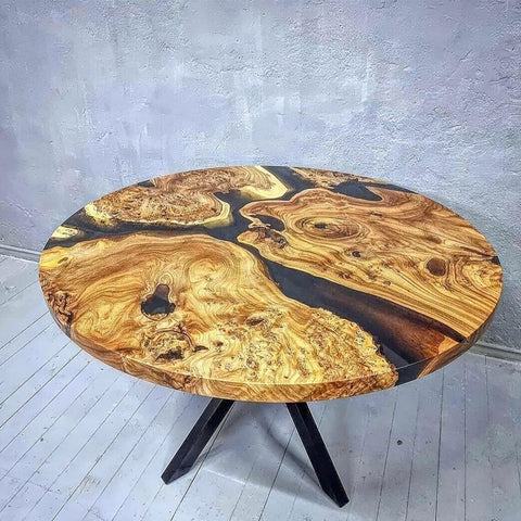 Personalised Resin Epoxy Round Bar Tops, Solid Wood Table, Resin countertop, Epoxy River Top, Kitchen Top, Home décor Table. - resinhomefurniture