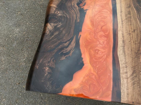 Personalized Large EPOXY Table, Resin Dining Table for 2, 4, 6, 8 Lava River, Wood Epoxy Coffee Table Top, Living Room Table - resinhomefurniture
