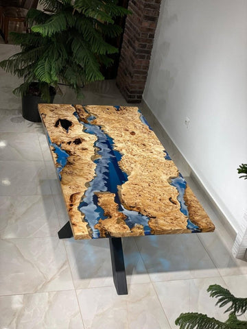 Personalized LARGE EPOXY TABLE, Resin Dining Table For 2 , 4 , 6, 8 River Dining Table Top, Wood Epoxy Coffee Table Top, Living Room Table - resinhomefurniture