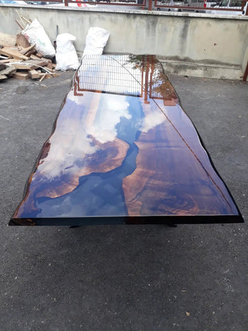 Personalized LARGE EPOXY TABLE, Resin Dining Table For 2 , 4 , 6, 8 River Dining Table Top, Wood Epoxy Coffee Table Top, Living Room Table - resinhomefurniture