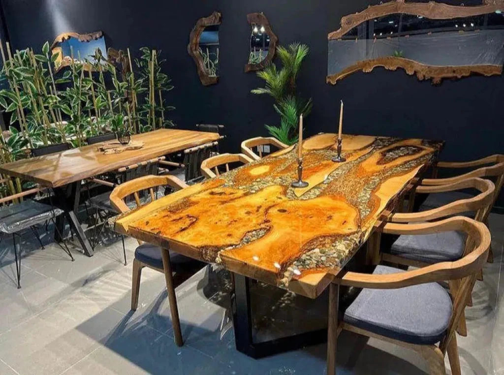 Personalized LARGE EPOXY TABLE, Resin Dining Table For 2 , 4 , 6, 8 River Dining Table Top, Wood Epoxy Coffee Table Top, Living Room Table - resinhomefurniture