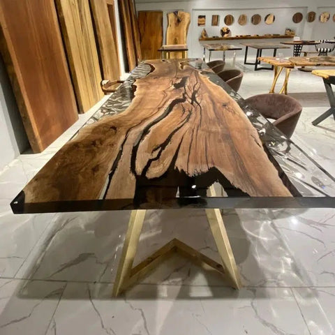 Personalized LARGE EPOXY TABLE, Resin Dining Table For 2 , 4 , 6, 8 River Dining Table Top, Wood Epoxy Coffee Table Top, Living Room Table - resinhomefurniture