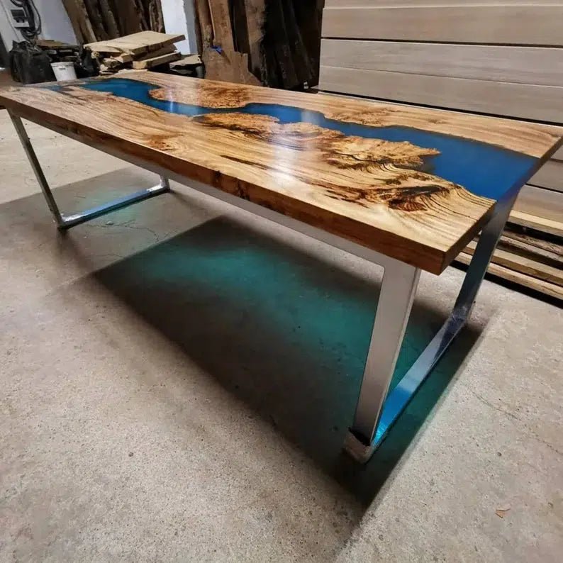 Personalized LARGE EPOXY TABLE, Resin Dining Table For 2 , 4 , 6, 8 River Dining Table Top, Wood Epoxy Coffee Table Top, Living Room Table - resinhomefurniture