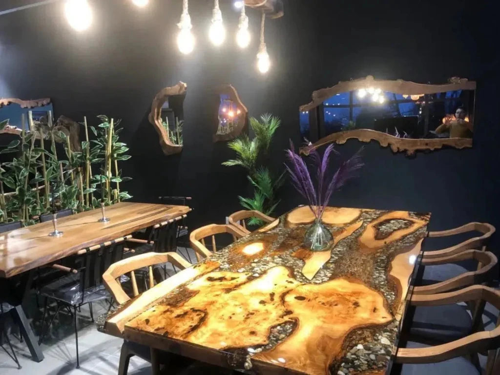 Personalized LARGE EPOXY TABLE, Resin Dining Table For 2 , 4 , 6, 8 River Dining Table Top, Wood Epoxy Coffee Table Top, Living Room Table - resinhomefurniture