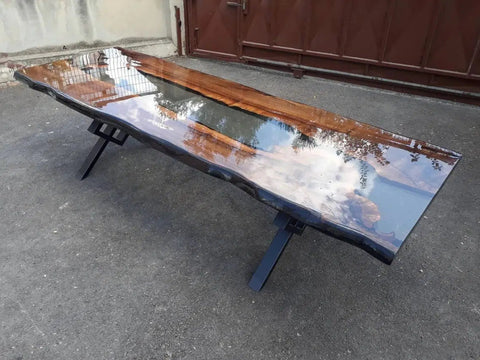 Personalized LARGE EPOXY TABLE, Resin Dining Table For 2 , 4 , 6, 8 River Dining Table Top, Wood Epoxy Coffee Table Top, Living Room Table - resinhomefurniture