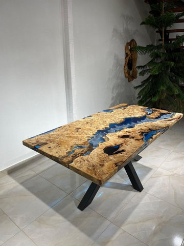 Personalized LARGE EPOXY TABLE, Resin Dining Table For 2 , 4 , 6, 8 River Dining Table Top, Wood Epoxy Coffee Table Top, Living Room Table - resinhomefurniture