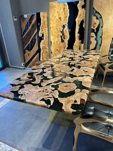 Personalized Large EPOXY Table, Resin Dining Table for 2, 4, 6, 8 River Dining Table Top, Wood Epoxy Coffee Table Top, Living Room Table - resinhomefurniture