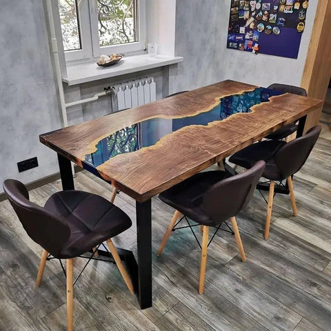 Personalized LARGE EPOXY TABLE, Resin Dining Table For 2 , 4 , 6, 8 River Dining Table Top, Wood Epoxy Coffee Table Top, Living Room Table - resinhomefurniture