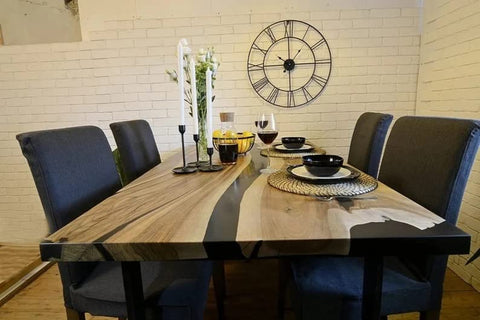 Personalized Large EPOXY Table, Resin Dining Table for 2, 4, 6, 8 River Dining Table Top, Wood Epoxy Coffee Table Top, Living Room Table - resinhomefurniture